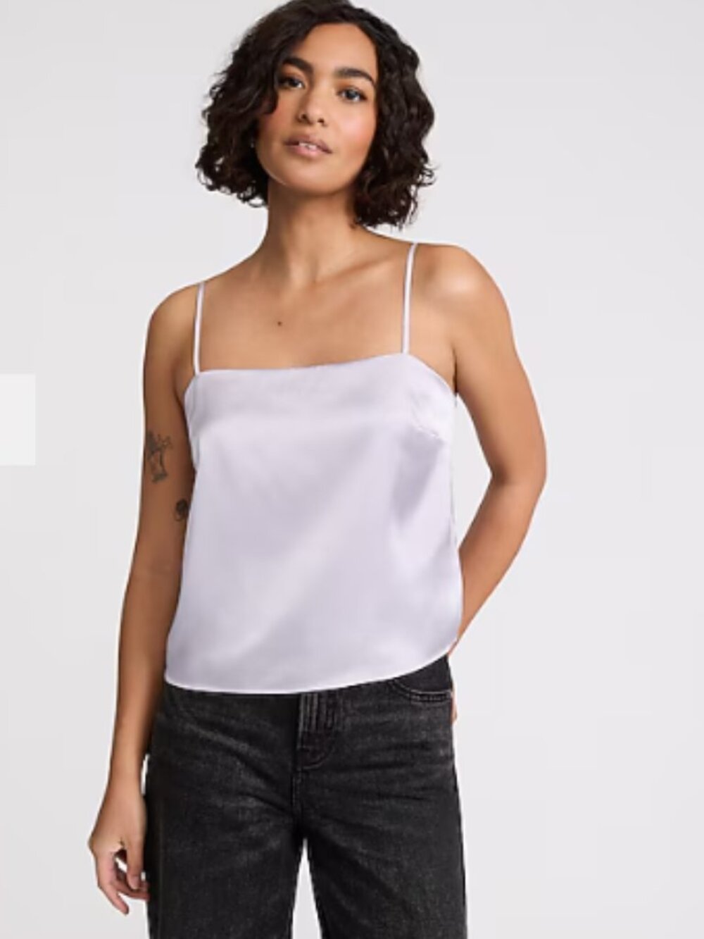 Express Satin Square Neck Silver Cami Size XL NWT
